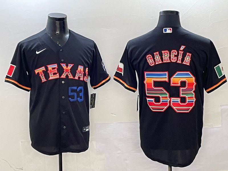 Men Texas Rangers #53 Garcia Black Mexico 2025 Nike MLB Jersey style 5